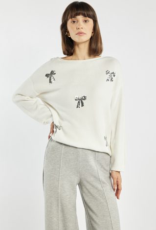 Sweter z cekinowymi kokardkami