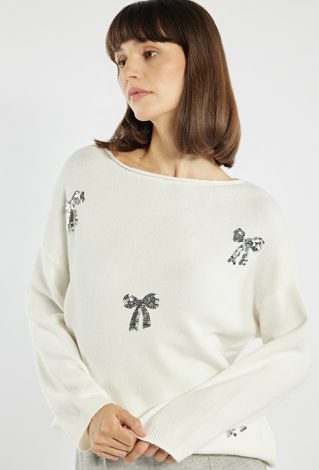 Sweter z cekinowymi kokardkami