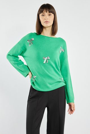 Sweter z cekinowymi kokardkami