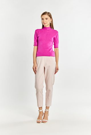 Sweter z półgolfem z krótkim rękawem