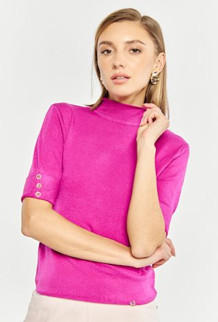 Sweter z półgolfem z krótkim rękawem