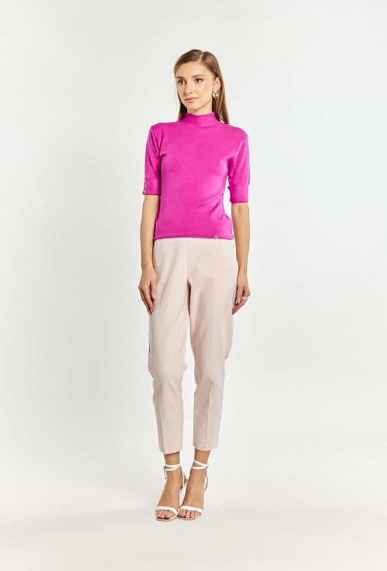 Sweter z półgolfem z krótkim rękawem