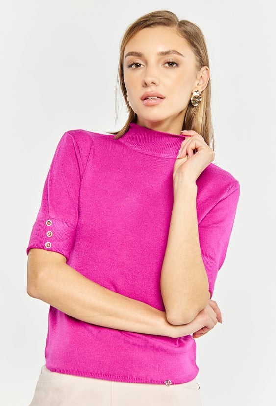 Sweter z półgolfem z krótkim rękawem