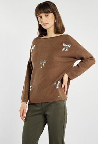 Sweter z cekinowymi kokardkami