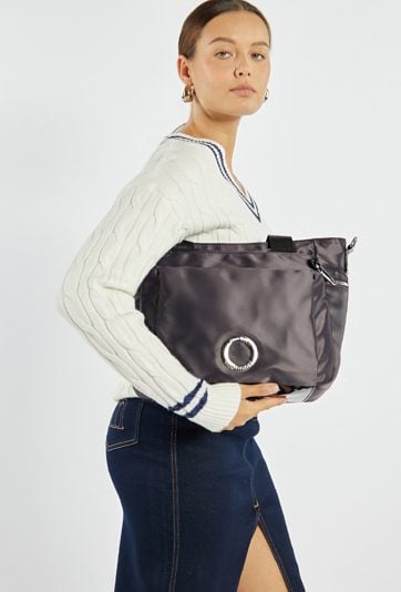 Shopper damski z kieszeniami