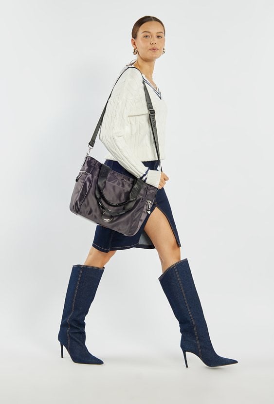 Shopper damski z kieszeniami