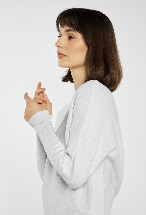 Połyskujący sweter damski