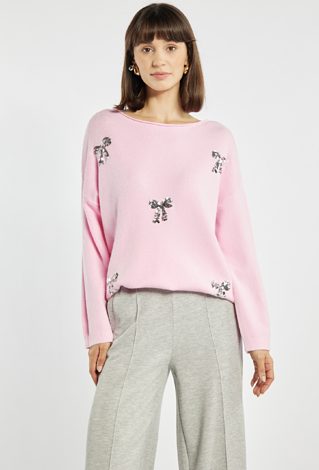 Sweter z cekinowymi kokardkami