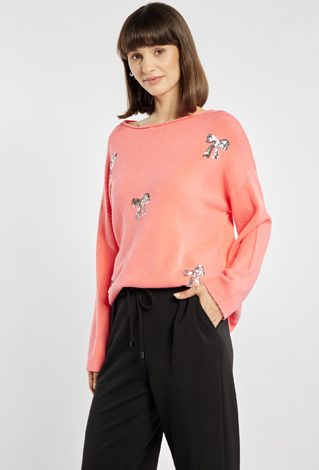 Sweter z cekinowymi kokardkami