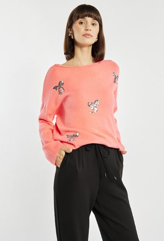 Sweter z cekinowymi kokardkami