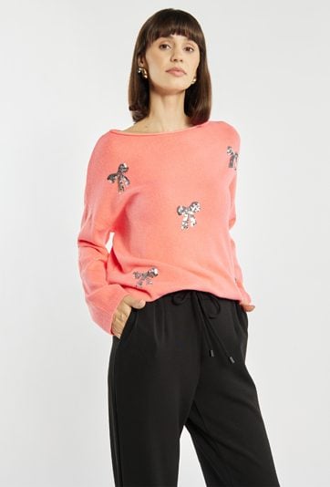 Sweter z cekinowymi kokardkami