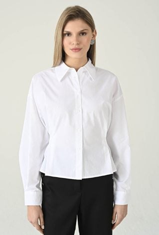 Biała koszula damska z kołnierzykiem