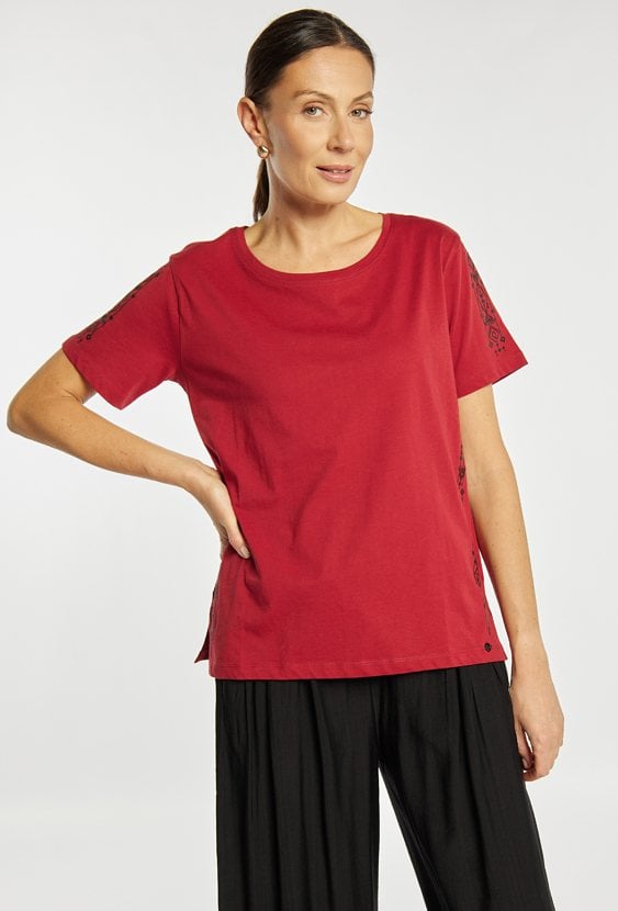Bordowy T-shirt damski