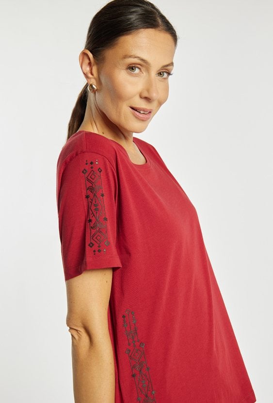 Bordowy T-shirt damski
