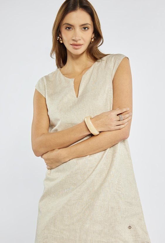 Elegancka sukienka z dodatkiem lnu