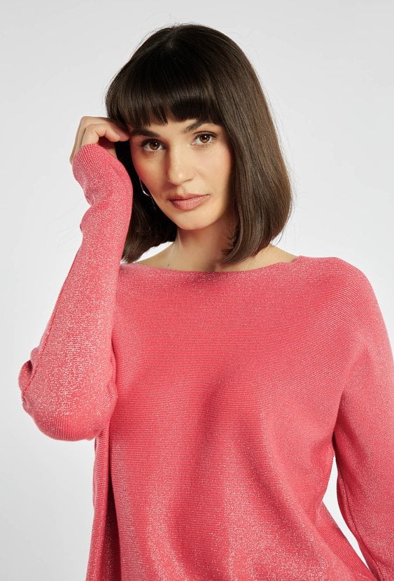 Połyskujący sweter damski