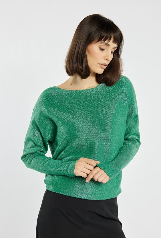 Połyskujący sweter damski