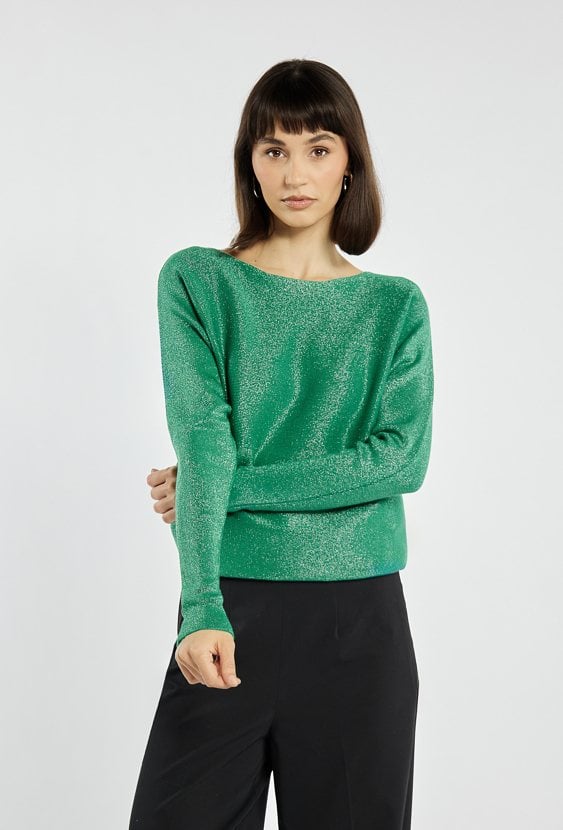 Połyskujący sweter damski