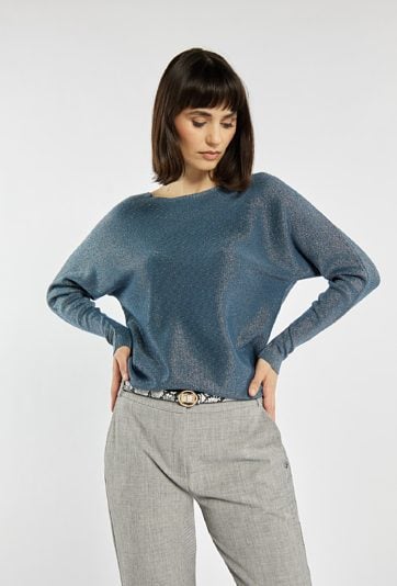 Połyskujący sweter damski
