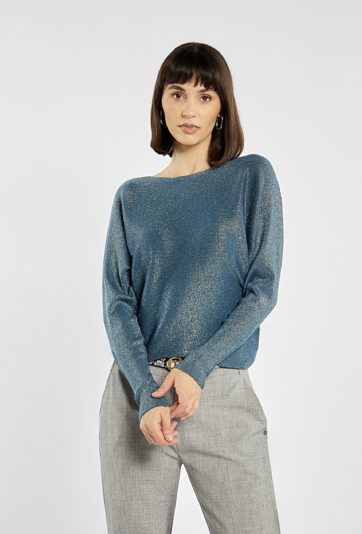 Połyskujący sweter damski