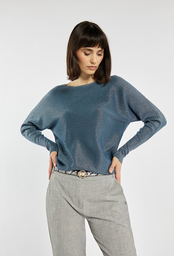 Połyskujący sweter damski