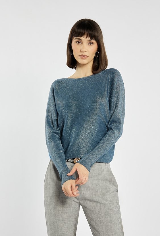 Połyskujący sweter damski