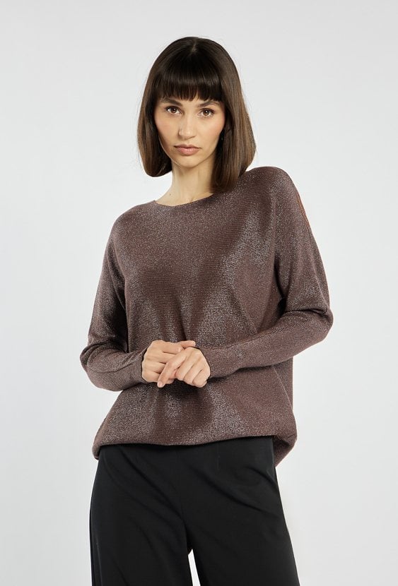 Połyskujący sweter damski