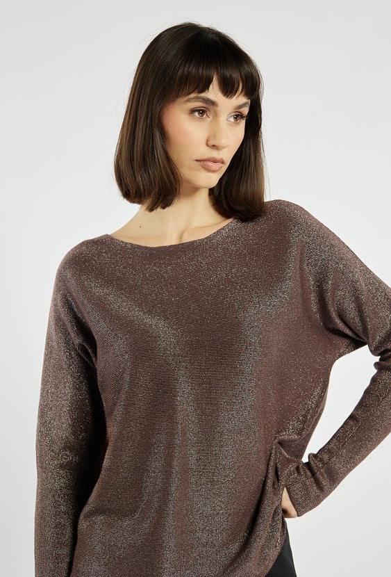 Połyskujący sweter damski