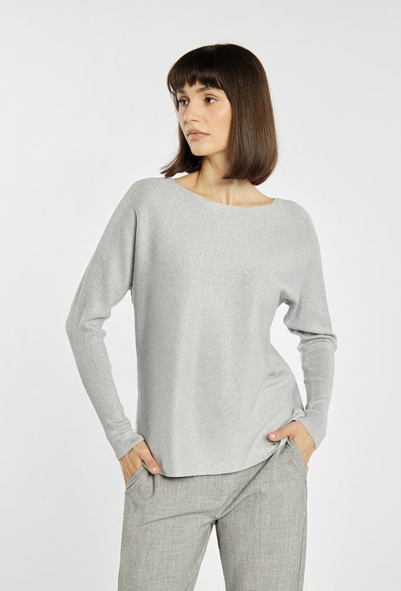 Połyskujący sweter damski