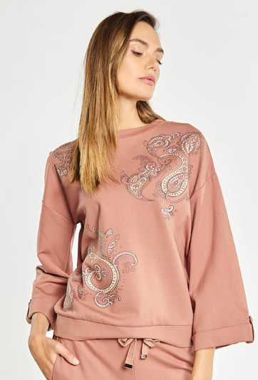 Luźna bluza z wzorami