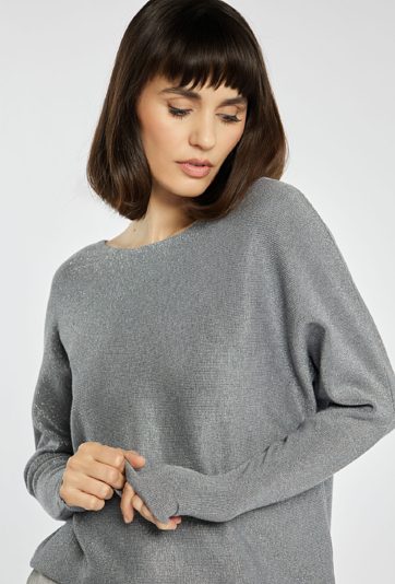 Połyskujący sweter damski