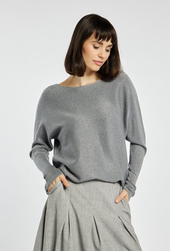 Połyskujący sweter damski