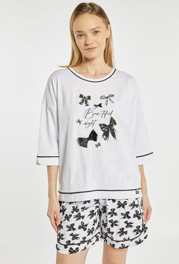 Koszulka od piżamy z kokardkami