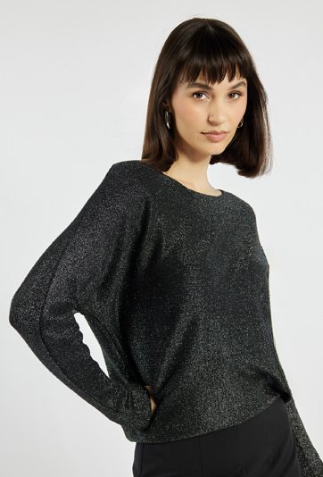 Połyskujący sweter damski