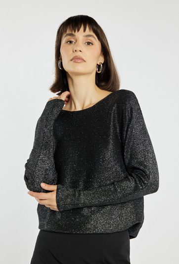 Połyskujący sweter damski