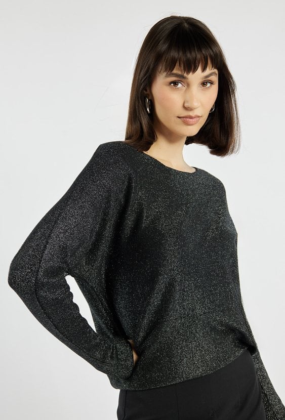 Połyskujący sweter damski