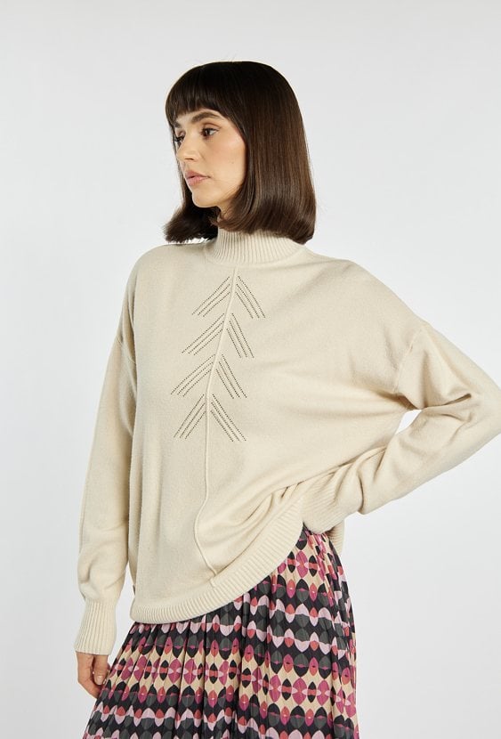 Sweter damski z małymi dżetami