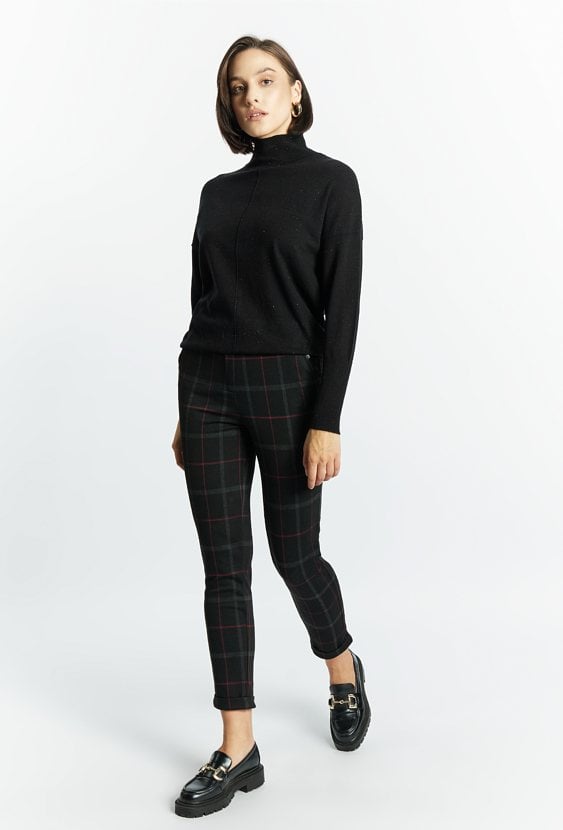 Spodnie damskie w kratę