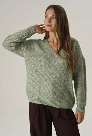 Zielony sweter z dodatkiem wełny