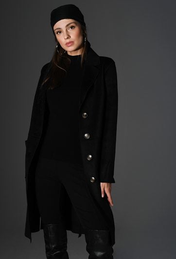 Płaszcz damski z wiązaniem