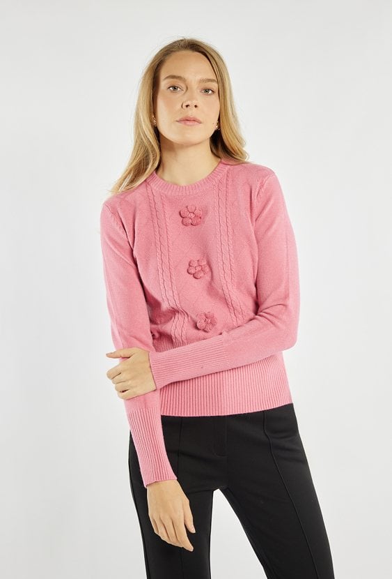 Sweter z kwiatkami 3D