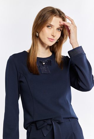 Bluza damska z ozdobną kokardką