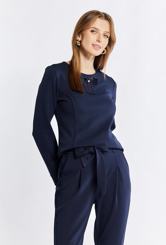 Bluza damska z ozdobną kokardką