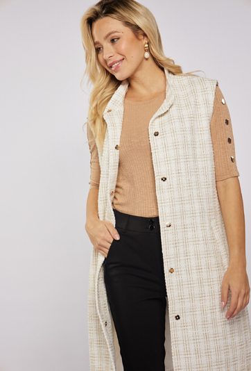 Tweedowa kamizelka z paskiem