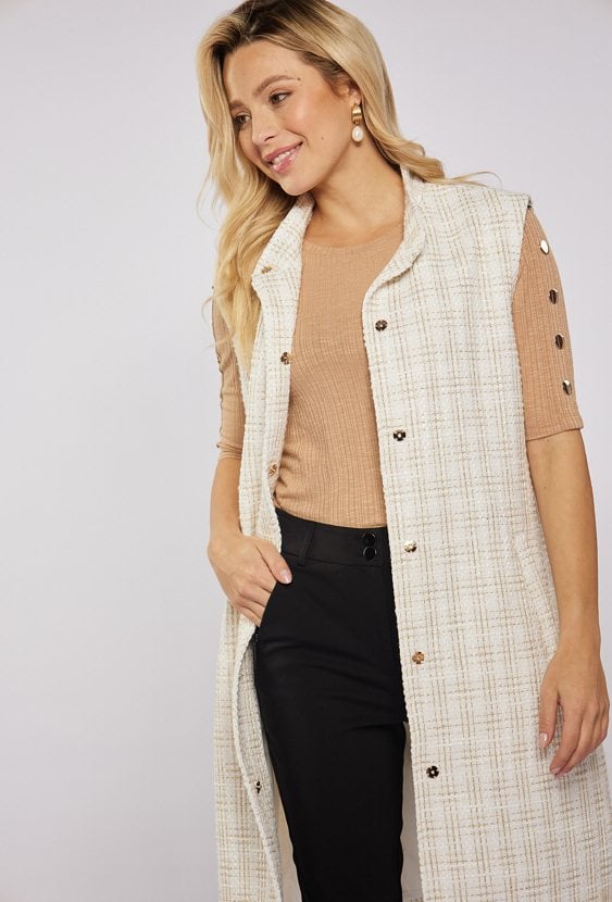 Tweedowa kamizelka z paskiem