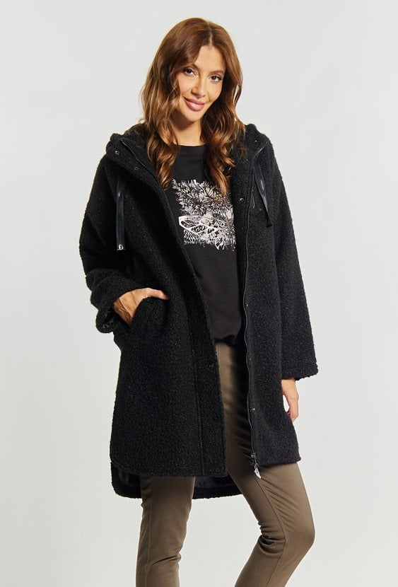 Płaszcz damski z kapturem