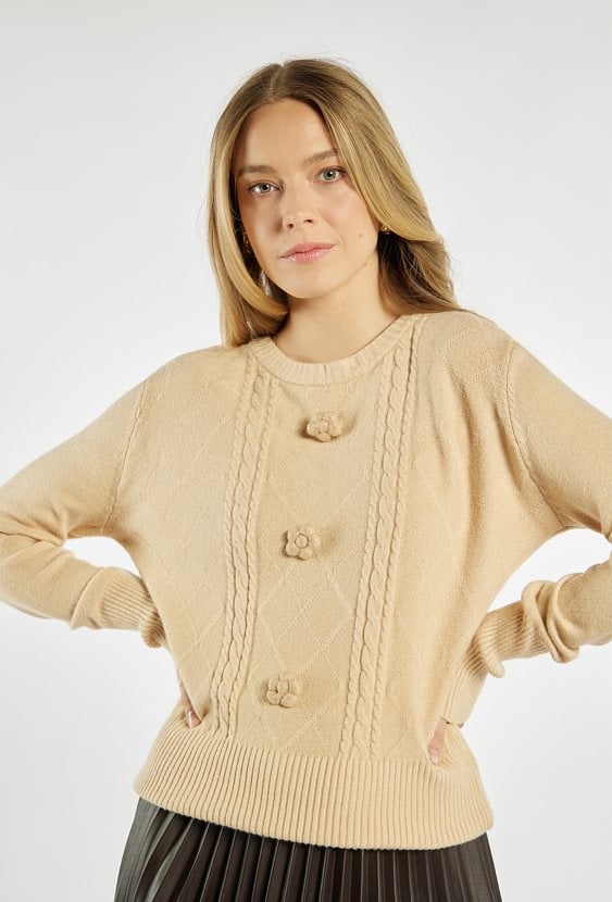 Sweter z kwiatkami 3D