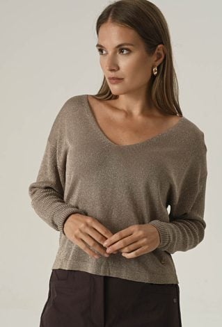 Lekki sweter z wiskozy z metaliczną nicią