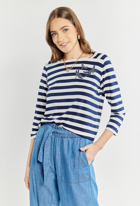 Bluzka damska z haftowanymi ważkami