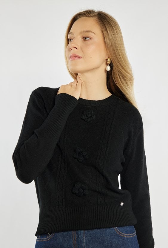 Sweter z kwiatkami 3D